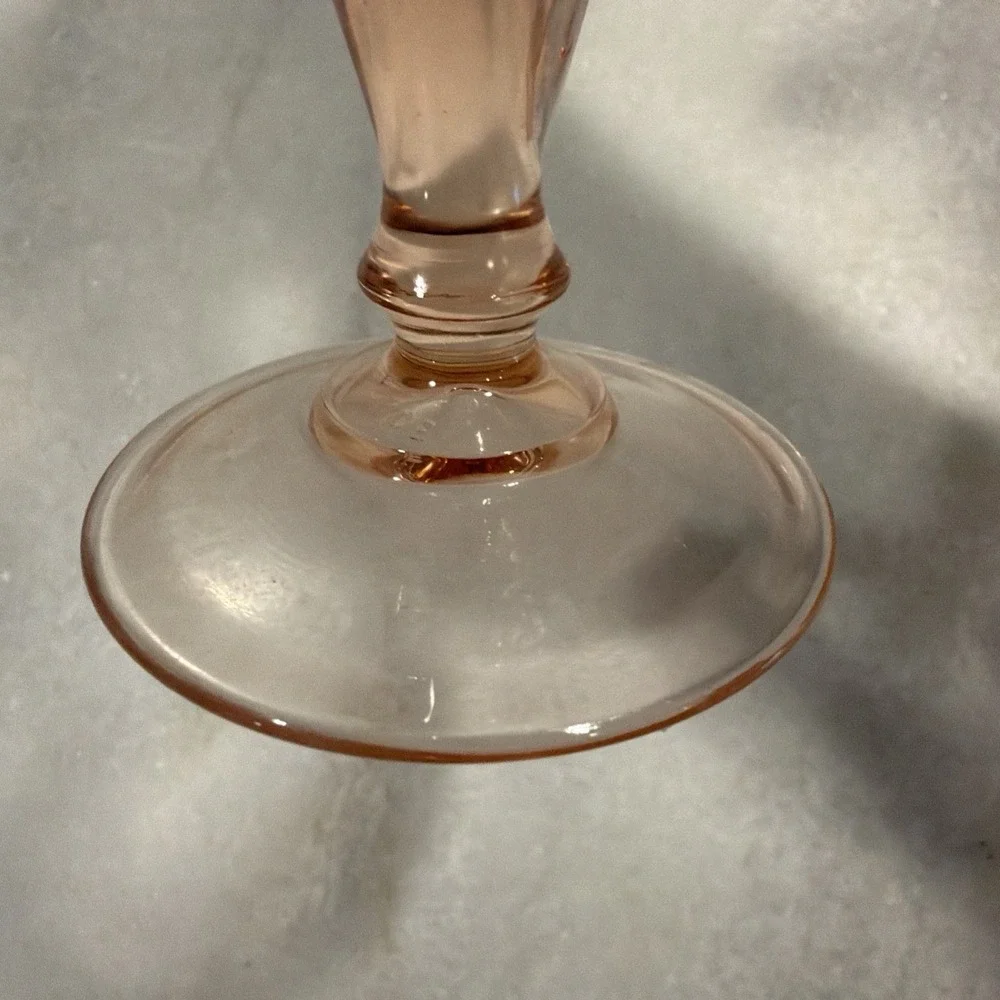 Vintage 2 Rosaline Pink 6 oz Optic Swirl Wine Glasses Arcoroc France Luminarc